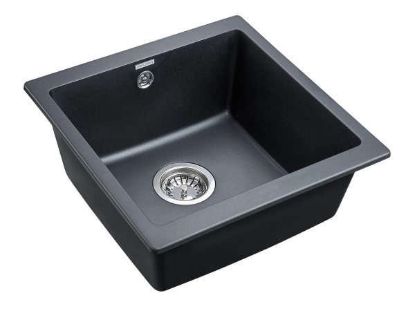 кухонная мойка 445 мм paulmark gera 50 pm104546-blm, it-granit, цвет черный металлик.