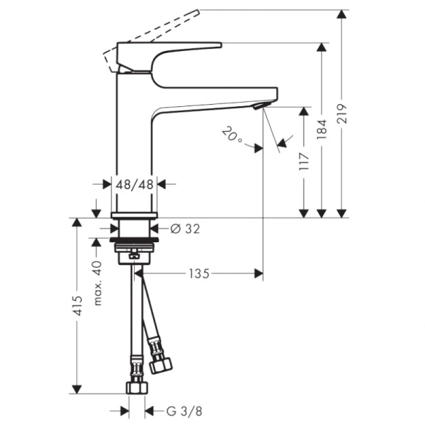 смеситель для раковины с донным клапаном hansgrohe metropol 74507000