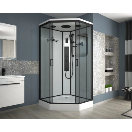 душевая кабина niagara premium 100x100 ng-6902-01gd black с гидромассажем