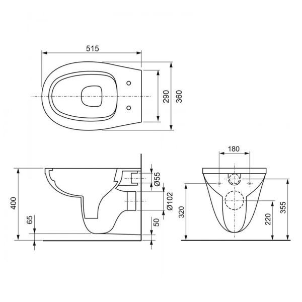 унитаз tece tecebasic 9700018, подвесной, шгв 360*515*335, цвет-белый