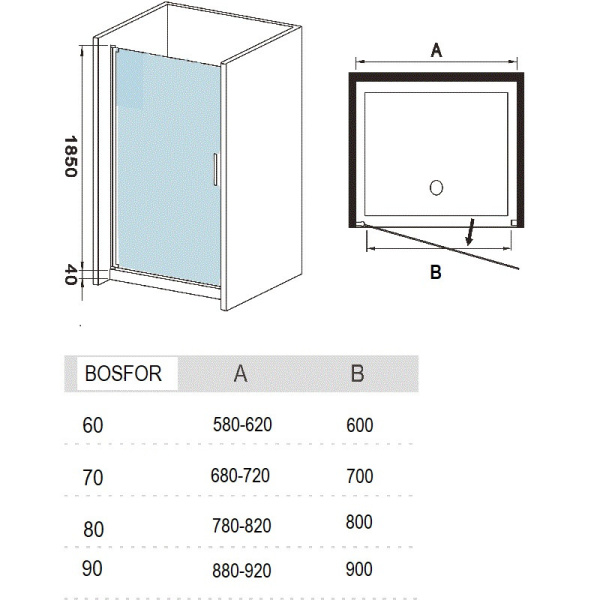 душевая дверь weltwasser bosfor 70 мт 10000003650 профиль матовый хром стекло матовое