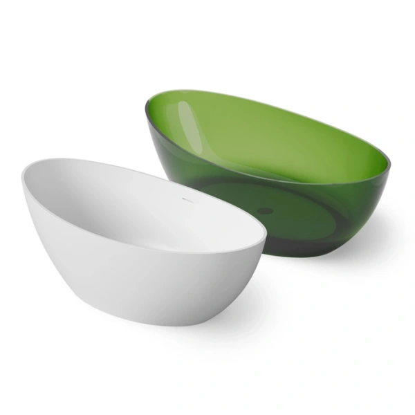 ванна dea design elegant dd8643 1600 r3 отдельностоящая, glasstech, прозрачная смола, 160x80x55см., emerald r3
