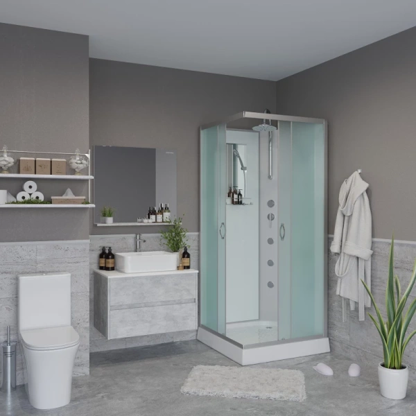 душевая кабина niagara classic ng-1101-14bktg 90х90 см, без крыши, с гидромассажем и тропическим душем