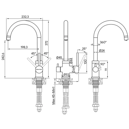 смеситель для кухни с фильтром paulmark essen es213211-br + h851p00