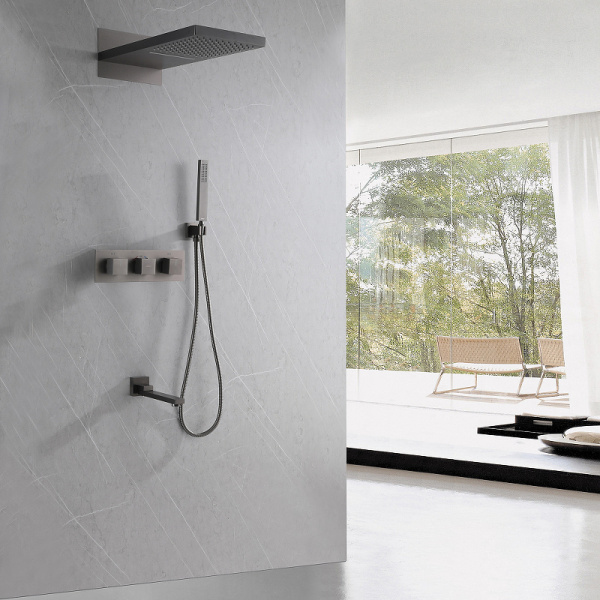 душевой комплект abber daheim af8253ng 230 мм, с термостатом, никель