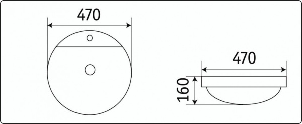 раковина в ванную накладная 47 см ceramalux 7067a белая