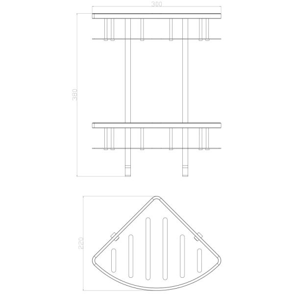 Полка для ванной Wonzon & Woghand WW-4142 22x22 см, угловая, двойная, хром