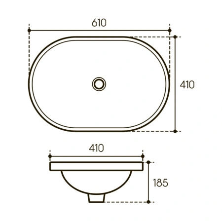 раковина aqueduto inserto ins0110 врезная, овальная, 61x41xh18.5 см, белый