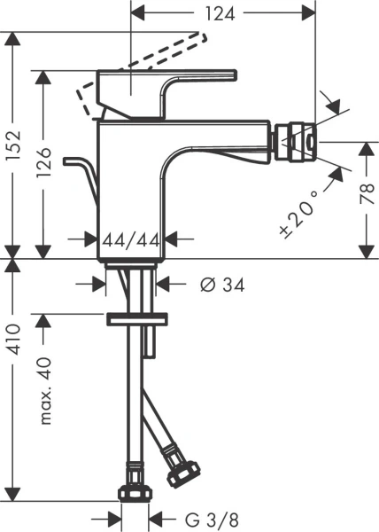 смеситель hansgrohe vernis shape 71211670 для биде, с донным клапаном, черный матовый