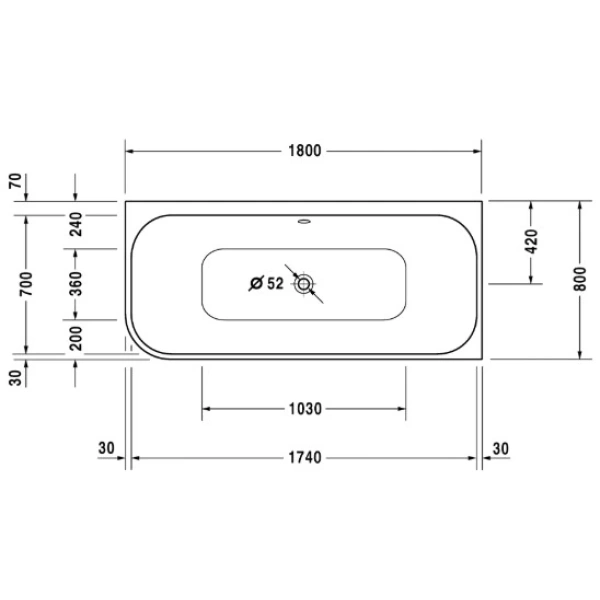 акриловая ванна duravit happy d.2 180x80 (700317)