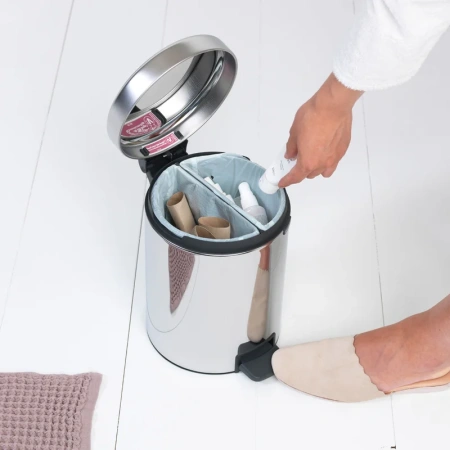 мусорное ведро brabantia newicon 280481 2х2 л, стальное полированное