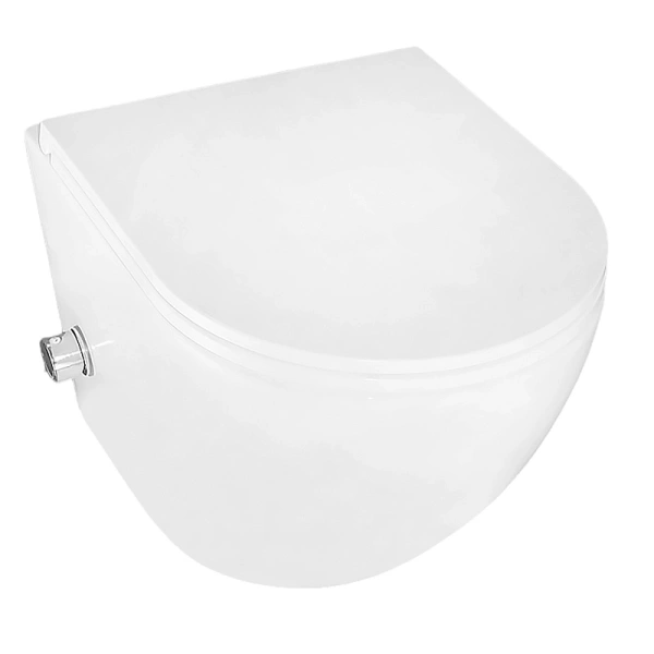 унитаз azario grado az-046e-nr подвесной, безободковый, с сиденьем микролифт, с функцией биде, 42.5x36.5x36.5 см, белый