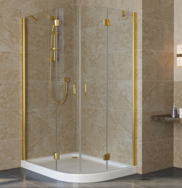 душевой уголок vegas glass afs-fux 120*100 09 01 профиль золото, стекло, стекло прозрачное