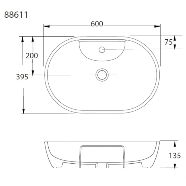 раковина накладная bewash bogen 60, белая матовый