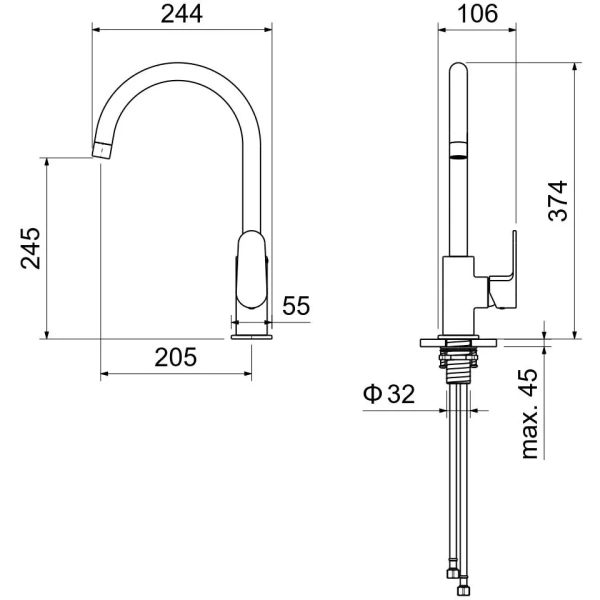 смеситель для кухни aquatek оберон aq1282mb черный матовый