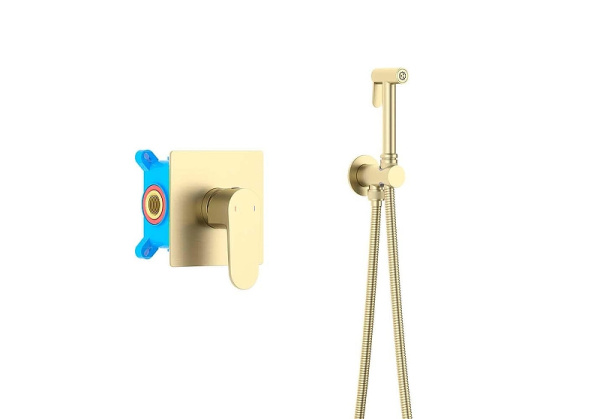 гигиенический душ со смесителем aquatek оберон aq1219bg цвет золото шлифованное