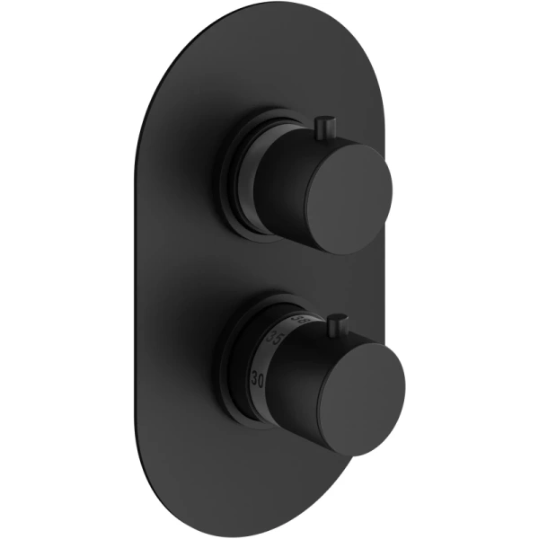 душевой комплект plumberia selection ixo kitxot19no260 250 мм, с термостатом, черный матовый