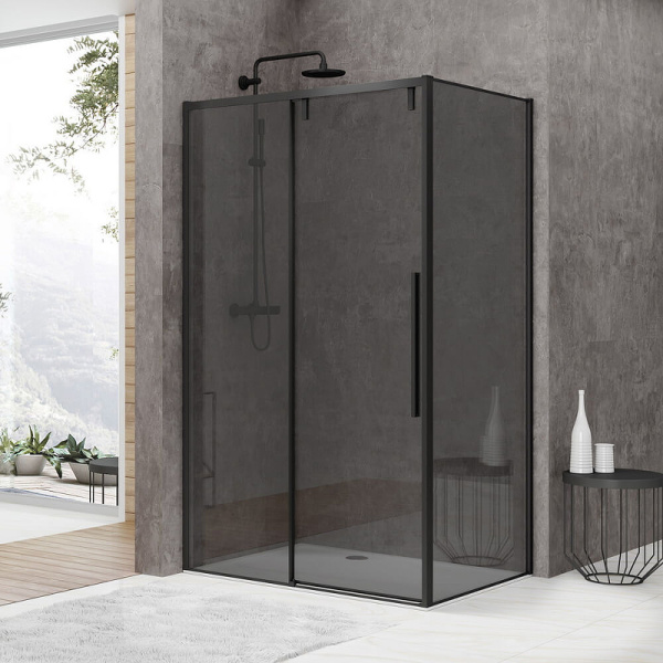 душевой уголок black&white stellar wind s898-1200х800 профиль черный стекло матовое
