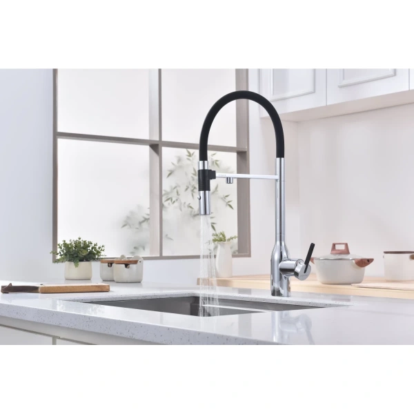 смеситель для кухни paulmark magneto one ma213188-cr, с гибким изливом, цвет хром, излив черный смеситель для кухни paulmark magneto one ma213188-cr, с гибким изливом, цвет хром, излив черный