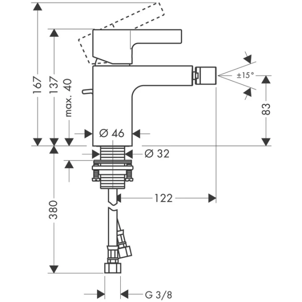 смеситель hansgrohe metris s 31261000 для биде, с донным клапаном, хром