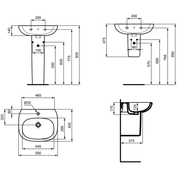 раковина 55х45 см ideal standard tesi t351501