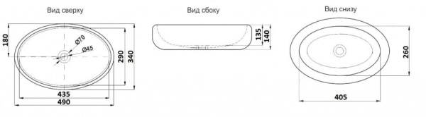 раковина в ванную накладная 49 см ceramalux 433ss белый, серебро