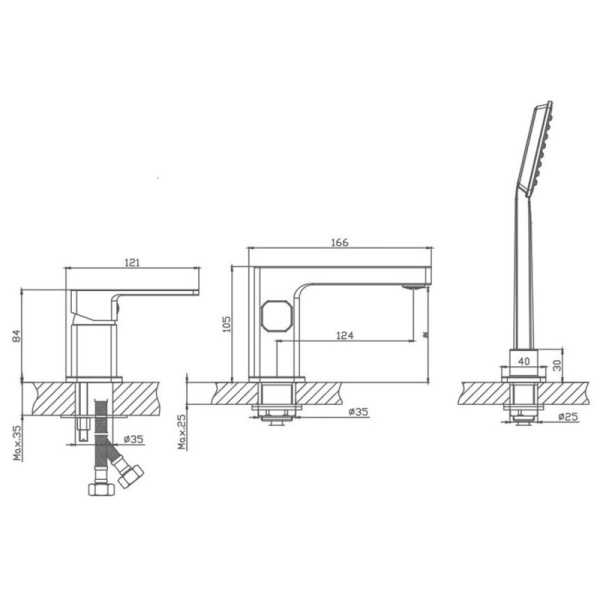 смеситель на борт ванны haiba hb80615 цвет хром