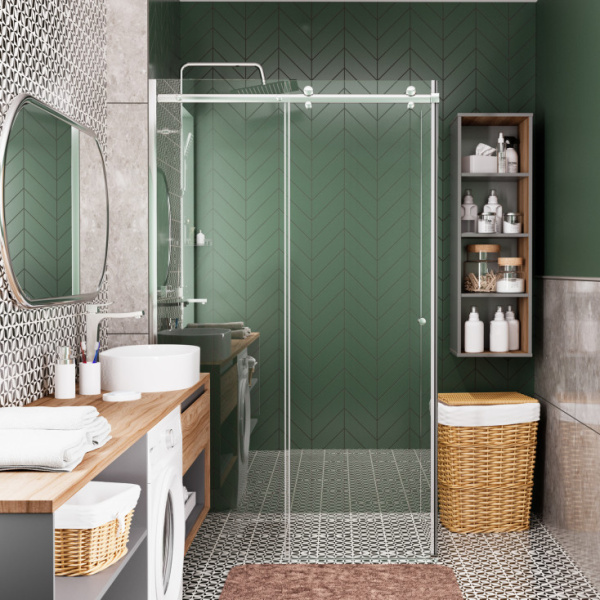 душевой уголок wasserkraft vils 56r10 120×100 см, профиль хром, стекло прозрачное