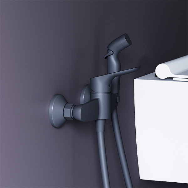 гигиенический душ со смесителем damixa jupiter 778000300 черный матовый