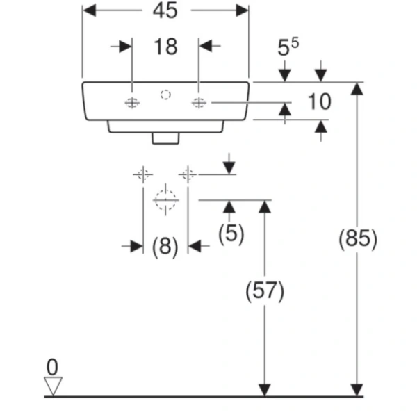 раковина подвесная 45 см geberit renova nr.1 comprimo 276145000 раковина подвесная 45 см geberit renova nr.1 comprimo 276145000