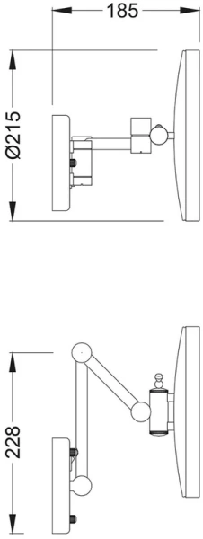 Косметическое зеркало Timo Saona 13074/00 с подсветкой, двухстороннее, телескопическое, поворотное, хром