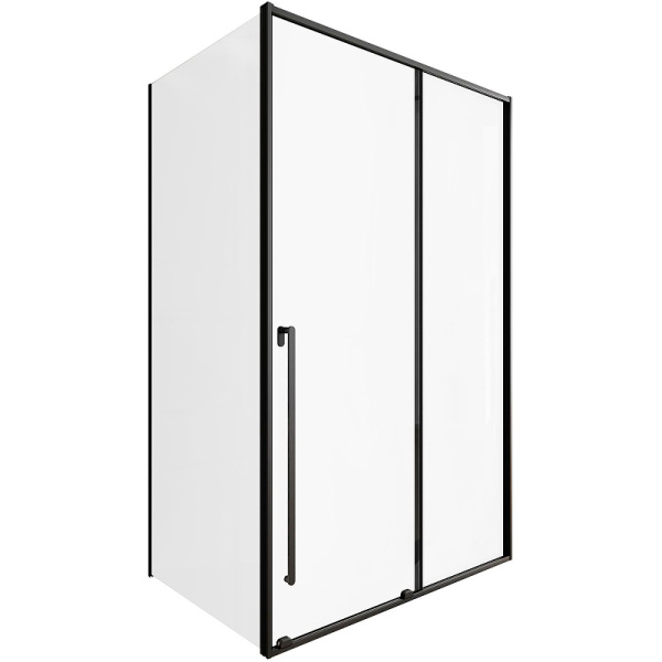 душевая стенка allen brau fantasy 80 3.11012.31 профиль черный матовый, стекло прозрачное