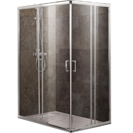 душевая стенка belbagno unique fix 100 профиль хром стекло прозрачное
