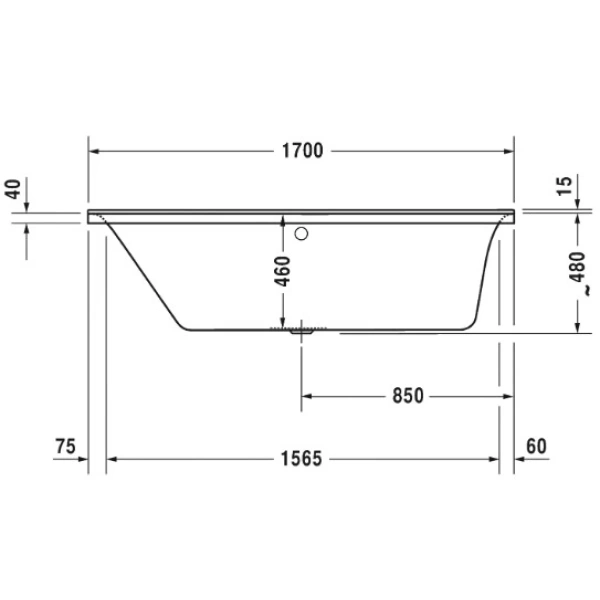 акриловая ванна duravit p3 comforts 170x75 (700375)