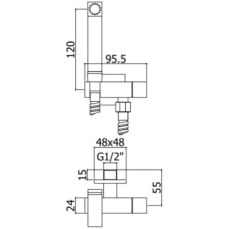 гигиенический набор paffoni tweet square mix zdup111cr , хром глянцевый