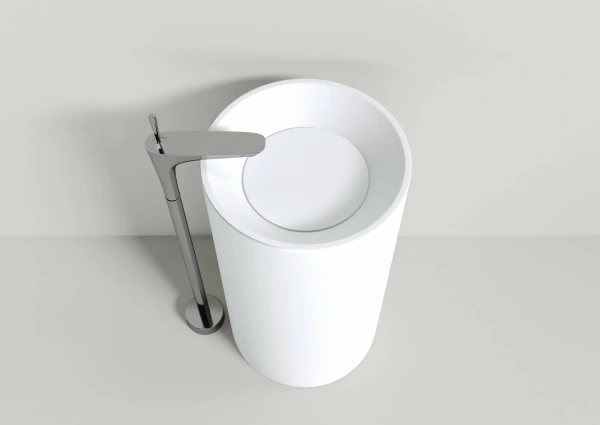 раковина nt bagno verona nt405 напольная, круглая, ø50xh90 см, белый матовый