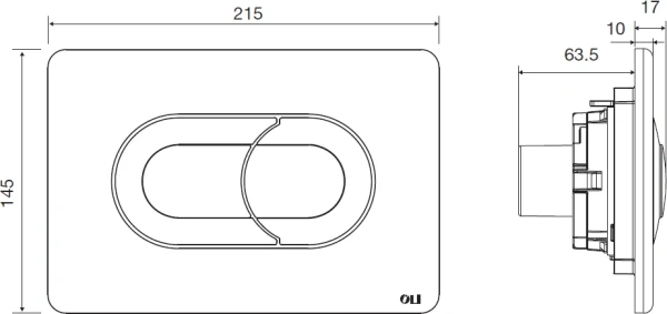 кнопка смыва для инсталляции oli salina 640097 пластик, цвет черный, хром