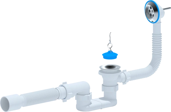 Слив-перелив для ванны АНИ пласт E055 40 мм, хром, с сифоном