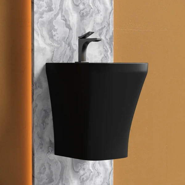 раковина ceramicanova dion cn6067mb подвесная, 36.5x40.6 см, черная матовая