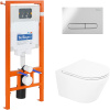 Комплект унитаза с инсталляцией BelBagno Tre BB8001CHR/SC/BB002-80/BB005-PR-CHROME с сиденьем микролифт и клавишей смыва Хром глянцевый.