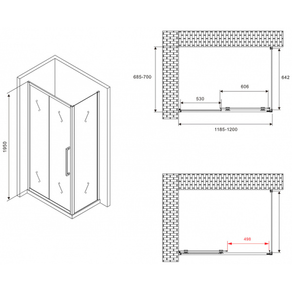 душевой уголок abber schwarzer diamant 120×70 ag30120bmхh-s70bm профиль черный, стекло матовое