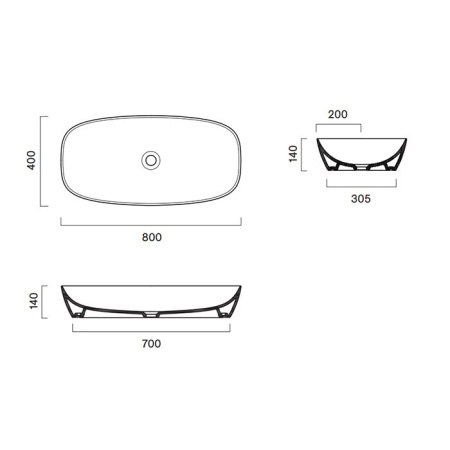 раковина catalano alvea 0622800042 80x40 белый-золото