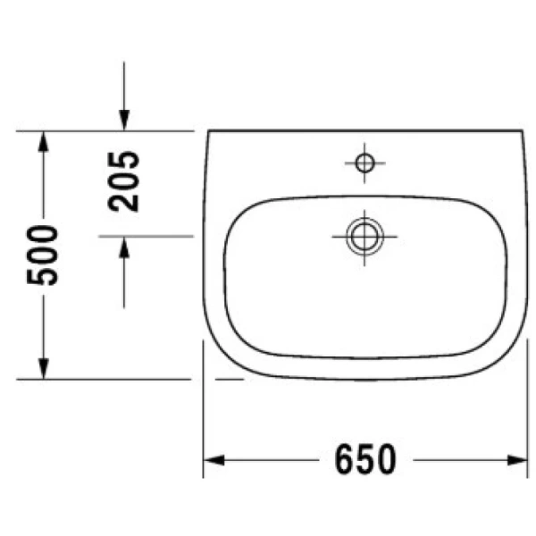 раковина duravit d-code 23106500002 подвесная, овальная, 65х50х18 см, белая