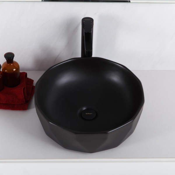 раковина накладная belbagno 41 bb1409h301 черная