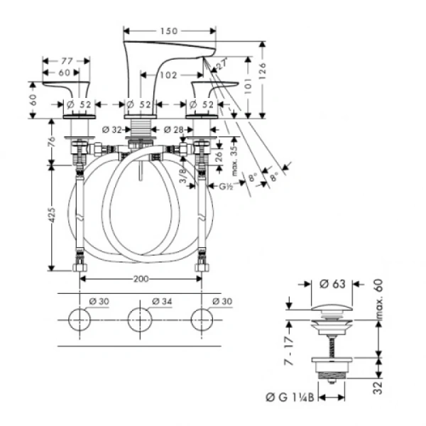 смеситель для раковины hansgrohe puravida 15073400