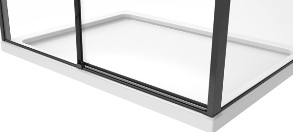душевой уголок black&white stellar wind s878, 120 x 80 см, стекло тонированное, черный матовый
