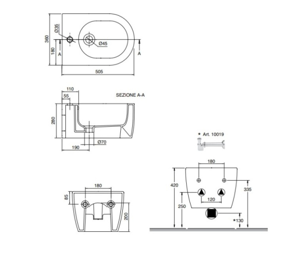 биде подвесное scarabeo moon 5521 41 цвет-pearl