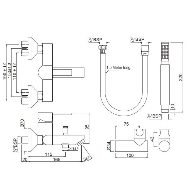 смеситель для ванны jaquar d'arc drc-chr-37119shk