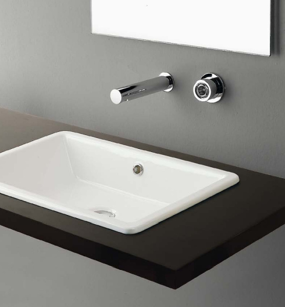 раковина scarabeo gaia-tech-miky 8033 встраиваемая сверху, прямоугольная, 87.5x39.5 см, белая