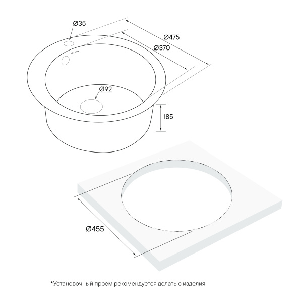 кухонная мойка paulmark gelegen 50 pm404800-blm черный металлик